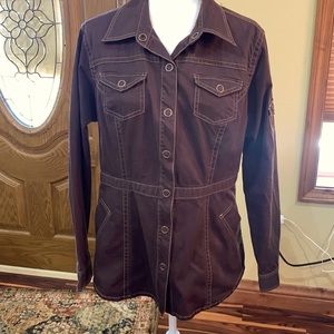 CAbi , Large, chocolate brown snap front jacket
